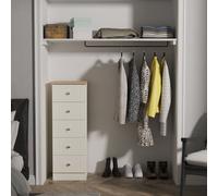 Ready Assembled 2 U Cambridge 5 Drawer Tall Bedside (Ready Assembled) in Cream Ready Assembled 2 U Cream