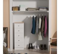 Ready Assembled 2 U Cambridge 5 Drawer Tall Bedside (Ready Assembled) in White Ready Assembled 2 U White