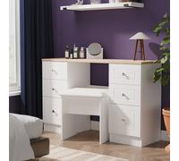 Ready Assembled 2 U Cambridge 6 Drawer Kneehole Desk (Ready Assembled) in White Ready Assembled 2 U White