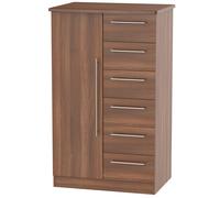 Ready Assembled 2 U Carlton 1 Door 5 Drawer Childrens Wardrobe (Ready Assembled) in Walnut Ready Assembled 2 U Walnut
