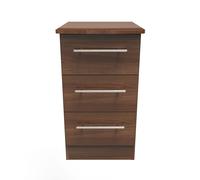 Ready Assembled 2 U Carlton 3 Drawer Bedside Cabinet (Ready Assembled) in Walnut | Size: Small Ready Assembled 2 U Walnut Small