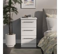Ready Assembled 2 U Carlton 3 Drawer Bedside Cabinet (Ready Assembled) in White | Size: Small Ready Assembled 2 U White Small