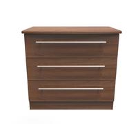 Ready Assembled 2 U Carlton 3 Drawer Chest (Ready Assembled) in Walnut | Size: Medium Ready Assembled 2 U Walnut Medium