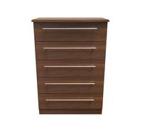 Ready Assembled 2 U Carlton 5 Drawer Chest (Ready Assembled) in Walnut | Size: Large Ready Assembled 2 U Walnut Large