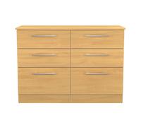Ready Assembled 2 U Carlton 6 Drawer Wide Chest (Ready Assembled) in Natural | Size: Large Ready Assembled 2 U Natural Large