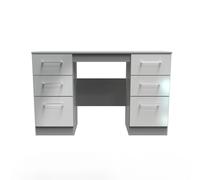 Welcome Furniture Ready Assembled Worcester Double Pedestal Desk In Uniform Grey Gloss & Dusk Grey