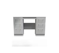 Welcome Furniture Ready Assembled Worcester Double Pedestal Desk In Uniform Grey Gloss & White