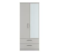 Ready Assembled 2 U Cornwall 2 Door 2 Drawer Mirror Wardrobe (Ready Assembled) in Light Grey Ready Assembled 2 U Light Grey