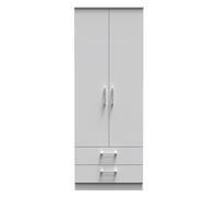 Cornwall Tall 2 Drawer Wardrobe In Grey Matt (Ready Assembled)