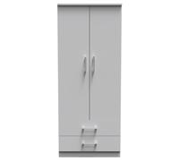 Crowndale Devon Ready Assembled 2 Door 2 Drawer Grey Matt Wardrobe - Size: 2 Door, 2 Drawer - Wilko