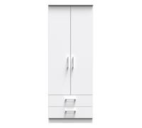 Cornwall Tall 2 Drawer Wardrobe In White Matt (Ready Assembled)