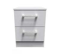 Crowndale Devon 2 Drawer Matt Grey Compact Bedside Cabinet Ready Assembled - Size: 3 Drawer - Grey Matt - Wilko