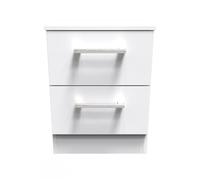 Cornwall 2 Drawer Compact Bedside Cabinet In White Matt (Ready Assembled)