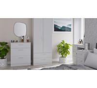 Ready Assembled 2 U Cornwall Tall 2 Door 2drw Mirrored Wardrobe (Ready Assembled) in Light Grey Ready Assembled 2 U Light Grey