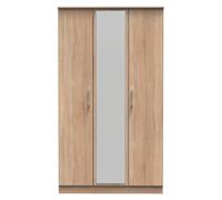 Cornwall Tall Triple Mirrored Wardrobe In Bardolino Oak (Ready Assembled)