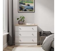 Welcome Furniture Ready Assembled Sussex 3 Drawer Chest In Grey Ash & Bardolino Oak, Grey