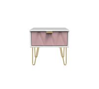 Ready Assembled 2 U Dallas 1 Drawer Bedside (Ready Assembled) in Dusty Pink Ready Assembled 2 U Dusty Pink