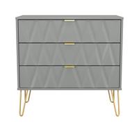 Ready Assembled 2 U Dallas 3 Drawer Chest (Ready Assembled) in Grey | Size: Medium Ready Assembled 2 U Grey Medium
