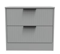 Ready Assembled 2 U Denver 2 Drawer Side Table (Ready Assembled) in Grey Ready Assembled 2 U Grey