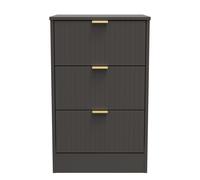 Ready Assembled 2 U Denver 3 Drawer Bedside Cabinet (Ready Assembled) in Dark Grey Ready Assembled 2 U Dark Grey