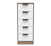 Ready Assembled 2 U Denver 5 Drawer Tall Bedside (Ready Assembled) in Dark Brown Ready Assembled 2 U Dark Brown