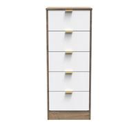 Ready Assembled 2 U Denver 5 Drawer Tall Bedside (Ready Assembled) in Dark Brown Ready Assembled 2 U Dark Brown