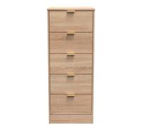 Ready Assembled 2 U Denver 5 Drawer Tall Bedside (Ready Assembled) in Light Oak Ready Assembled 2 U Light Oak