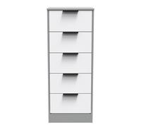 Ready Assembled 2 U Denver 5 Drawer Tall Bedside (Ready Assembled) in Mid Grey Ready Assembled 2 U Mid Grey