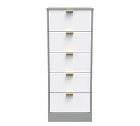 Ready Assembled 2 U Denver 5 Drawer Tall Bedside (Ready Assembled) in Mid Grey Ready Assembled 2 U Mid Grey