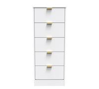 Ready Assembled 2 U Denver 5 Drawer Tall Bedside (Ready Assembled) in White Ready Assembled 2 U White