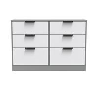 Ready Assembled 2 U Denver 6 Drawer Wide Chest (Ready Assembled) in Mid Grey Ready Assembled 2 U Mid Grey