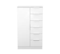 Ready Assembled 2 U Dover 1 Door 5 Drawer Kids Robe (Ready Assembled) in White Ready Assembled 2 U White