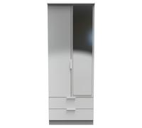 Ready Assembled 2 U Dover 2 Door 2 Drawer Mirrored Robe (Ready Assembled) in Dark Grey Ready Assembled 2 U Dark Grey