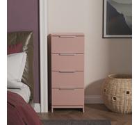 Ready Assembled 2 U Dover 4 Drawer Tall Bedside (Ready Assembled) in Dusty Pink Ready Assembled 2 U Dusty Pink