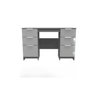 Welcome Furniture Ready Assembled Plymouth Double Pedestal Desk In Uniform Grey Gloss & Dusk Grey