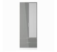 Ready Assembled 2 U Dover Tall 2 Door 2drw Mirrored Wardrobe (Ready Assembled) in Mid Grey Ready Assembled 2 U Mid Grey