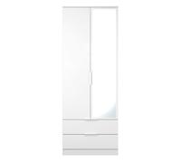 Ready Assembled 2 U Dover Tall 2 Door 2drw Mirrored Wardrobe (Ready Assembled) in White Ready Assembled 2 U White