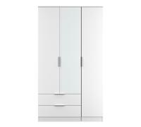 Ready Assembled 2 U Dover Triple Mirror Wardrobe with 2 Drawers (Ready Assembled) in White Ready Assembled 2 U White