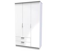 Ready Assembled 2 U Dover Triple Wardrobe with 2 Drawers (Ready Assembled) in White Ready Assembled 2 U White