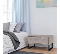 Welcome Furniture Ltd Hong Kong 1 Drawer Wide Bedside Table in Grey Oak - Ready Assembled, Grey