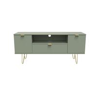 Ready Assembled Hirato 2 Door 1 Drawer Wide Tv Unit - Green, Green