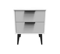 Fuji 2 Drawer Bedside Cabinet In Grey Matt & White (Ready Assembled)