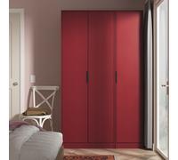 Welcome Furniture Ltd Hong Kong Tall Triple Mirror Wardrobe in Red Matt - Ready Assembled, Red