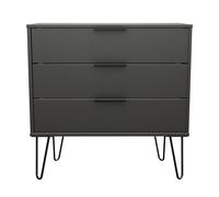 Ready Assembled 2 U Fuji 3 Drawer Chest (Ready Assembled) in Dark Grey Ready Assembled 2 U Dark Grey