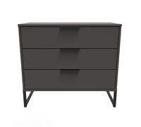 Ready Assembled 2 U Fuji 3 Drawer Chest (Ready Assembled) in Dark Grey Ready Assembled 2 U Dark Grey