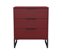 Welcome Furniture Ltd Hong Kong 3 Drawer Midi Chest in Red Matt - Ready Assembled, Red