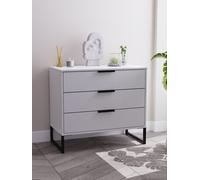 Ready Assembled 2 U Fuji 3 Drawer Chest (Ready Assembled) in Grey Ready Assembled 2 U Grey