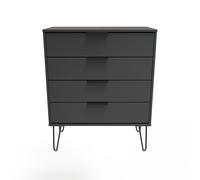 Ready Assembled 2 U Fuji 4 Drawer Chest (Ready Assembled) in Dark Grey Ready Assembled 2 U Dark Grey
