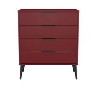 Ready Assembled 2 U Fuji 4 Drawer Chest (Ready Assembled) in Dark Red Ready Assembled 2 U Dark Red