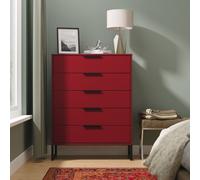 Ready Assembled 2 U Fuji 5 Drawer Chest (Ready Assembled) in Dark Red Ready Assembled 2 U Dark Red